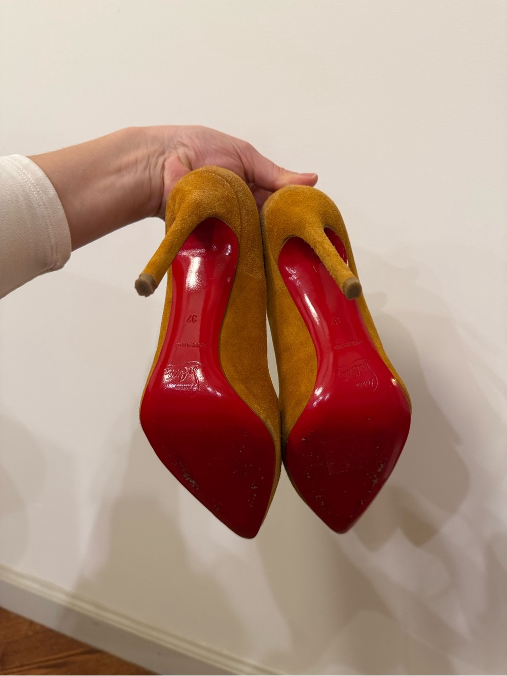Christian Louboutin Mustard Suede Stiletto Pumps So Kate’s